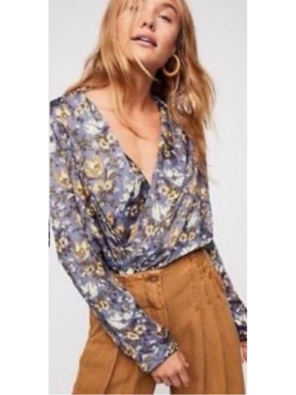 INTIMATELY FREE PEOPLE Elsa Floral‎ Printed Lace Bottom Bodysuit Sz. Small